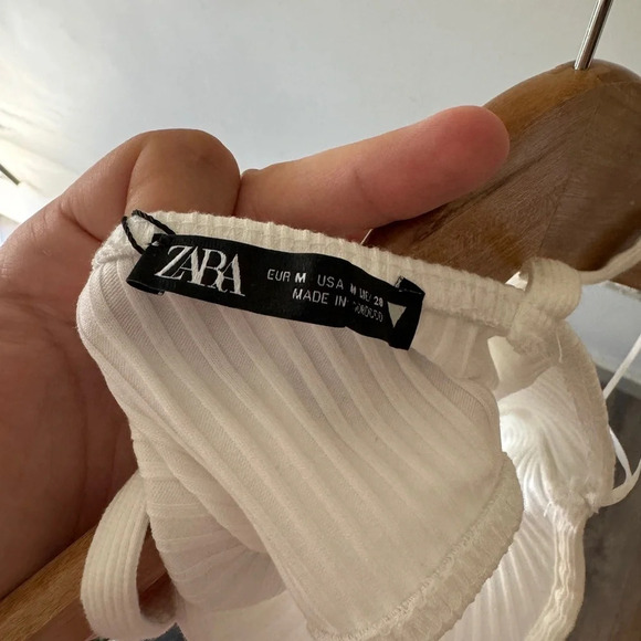 NEW! Zara White Cut Out Halter Ribbed Bodysuit - Picture 8 of 8